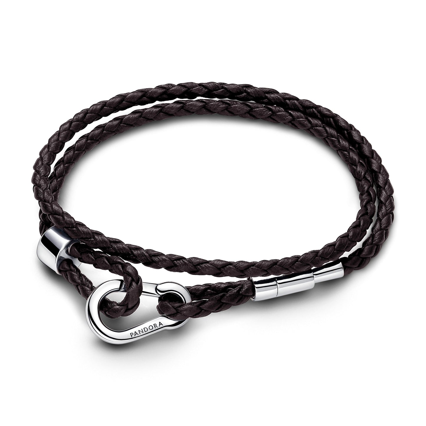 Pandora Moments Brown Braided Double Leather Bracelet Premium Fashion Jewelry Gift Collection