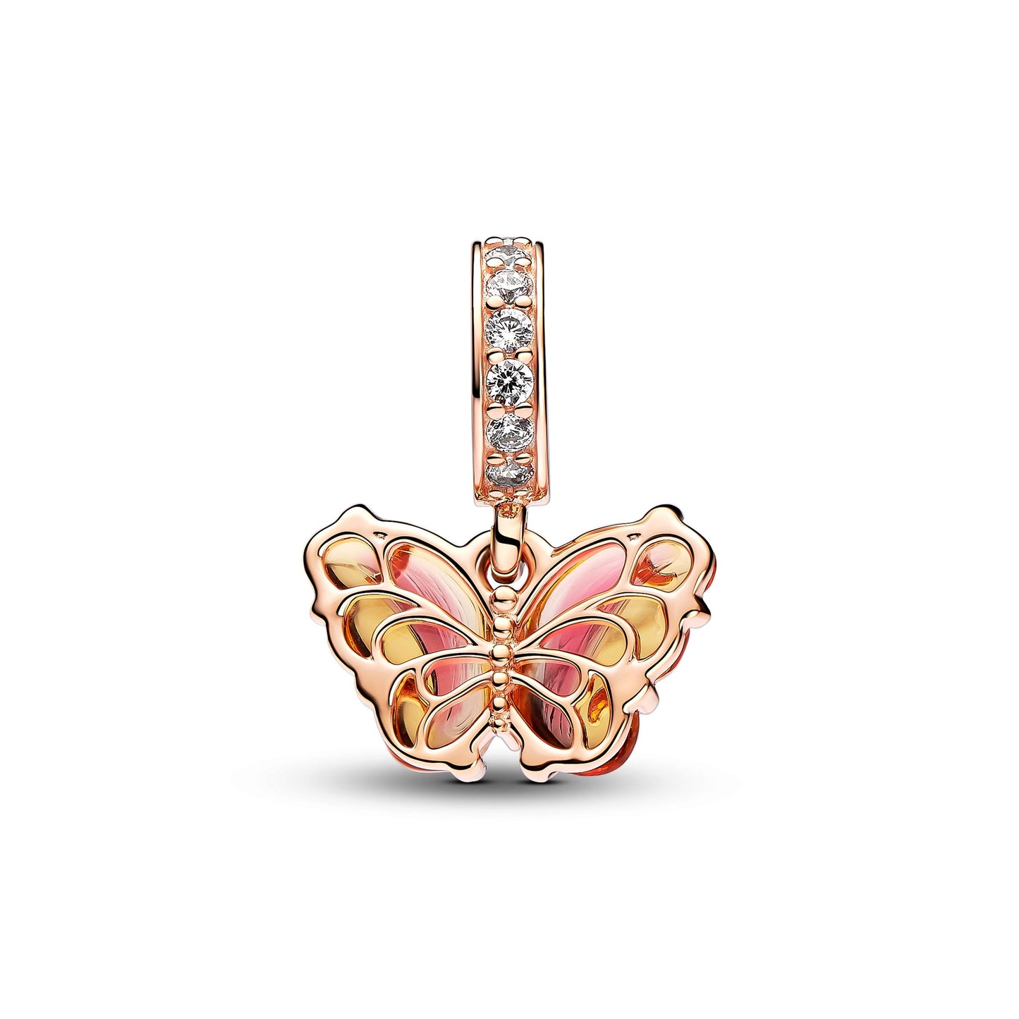 Pink & Yellow Murano Glass Butterfly Dangle Charm Premium Fashion Jewelry Gift Collection