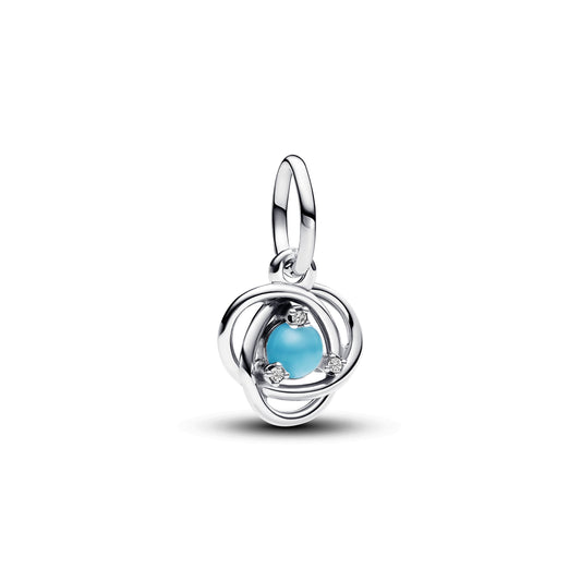Turquoise Blue Eternity Circle Dangle Charm Premium Fashion Jewelry Gift Collection