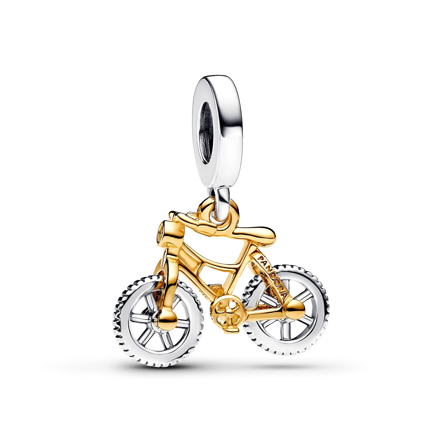 Two-tone Spinning Wheels Bicycle Dangle Charm Premium Fashion Jewelry Gift Collection