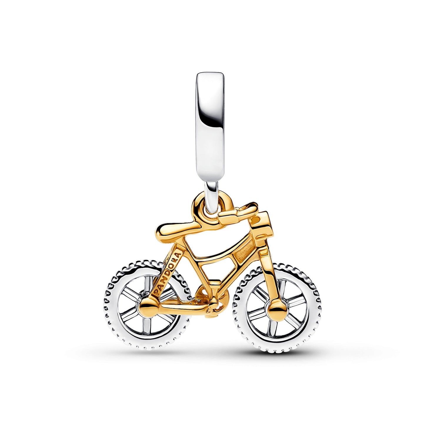 Two-tone Spinning Wheels Bicycle Dangle Charm Premium Fashion Jewelry Gift Collection