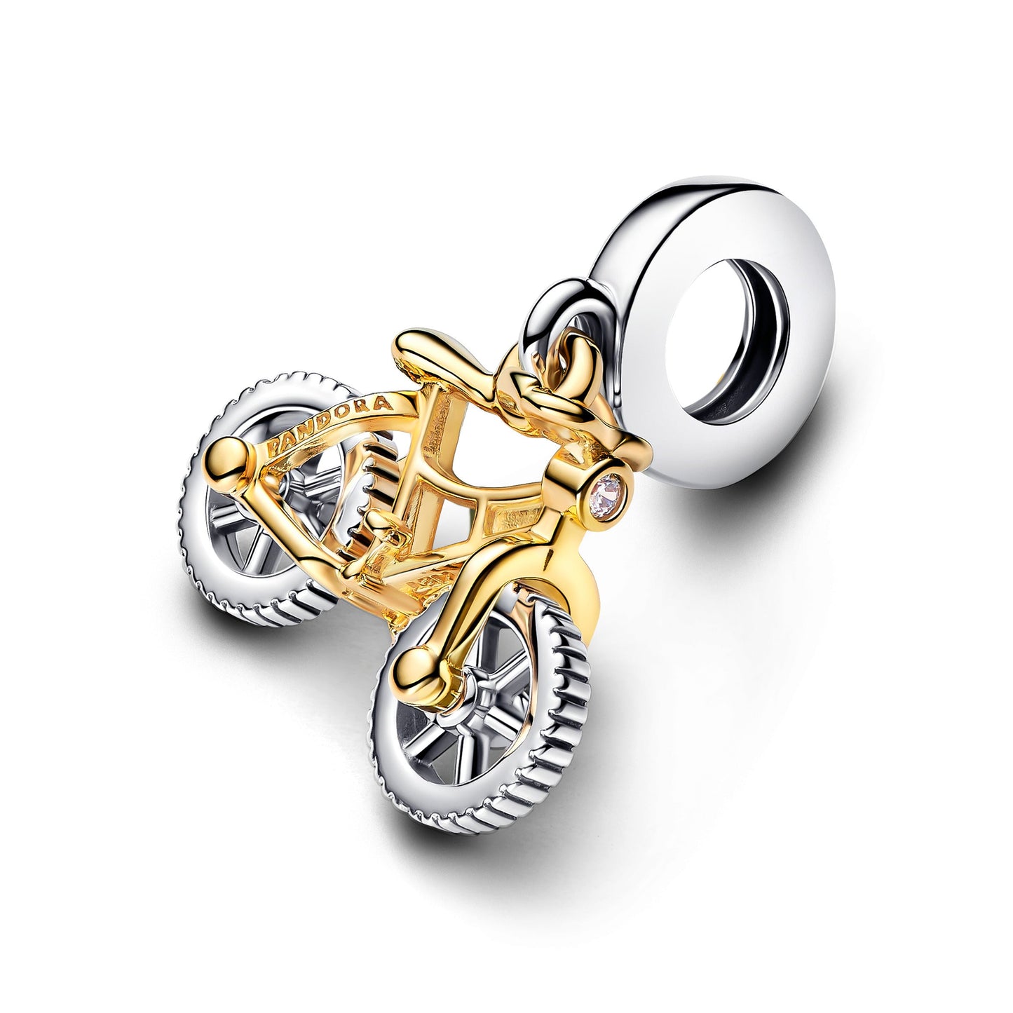 Two-tone Spinning Wheels Bicycle Dangle Charm Premium Fashion Jewelry Gift Collection