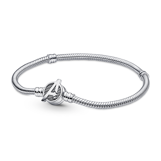 Pandora Moments Marvel The Avengers Logo Clasp Snake Chain Bracelet Premium Fashion Jewelry Gift Collection